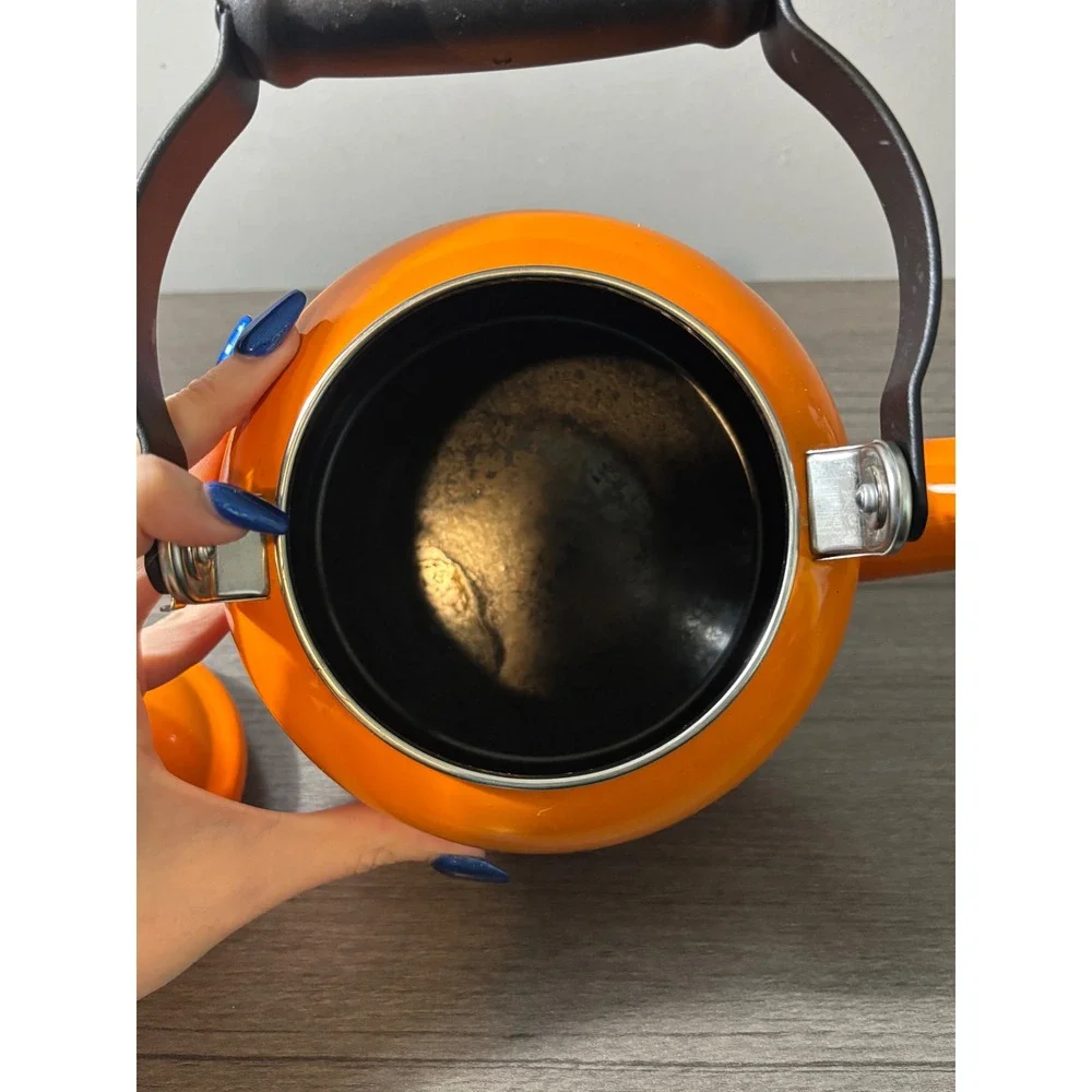 Le Creuset Enamel on Steel Whistling Tea Kettle 1.25 Quarts In Color Flame